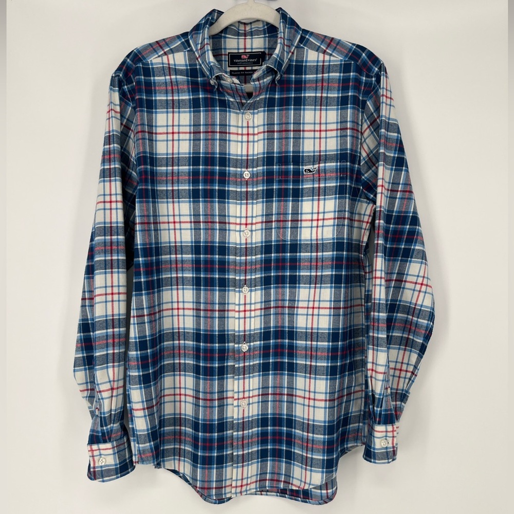Vineyard Vines Performance Classic Fit Tucker Blue and Red Plaidβ Shirt